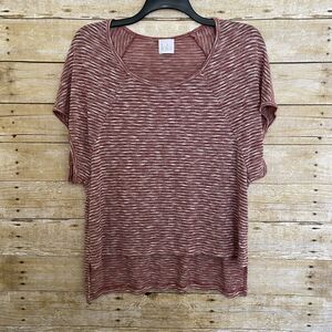 Lola Women's Red Oversized Space Dye Casual Knit Top - Size Small - Scoop Neck
